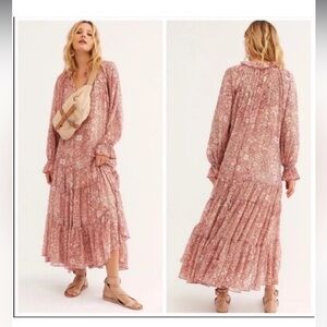 Free People Feeling Groovy maxi Dress in Red Combo S